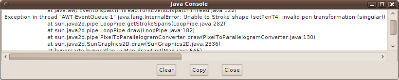 Java console: stroke shape error
