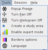 Screenshot of the Tools menu