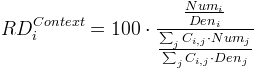 Mathematical formula of the relative deviation